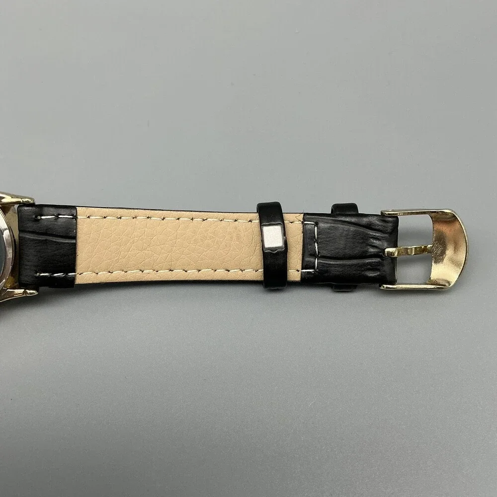 Stauer Womens Watch 31mm Lord's Prayer Dial Gold Tone Black Leather New Battery